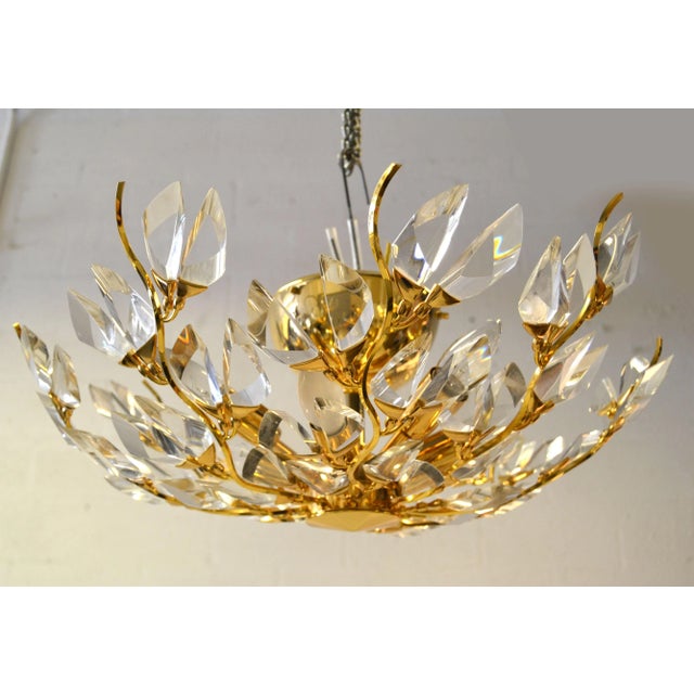 Stilkronen Mid-Century Modern 8 Light Gold Plate Brass &Crystal Chandelier Italy For Sale - Image 12 of 13