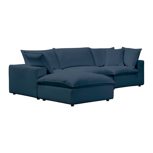 Cali Navy Performance Fabric Modular 4 Piece Sectional For Sale - Image 4 of 8