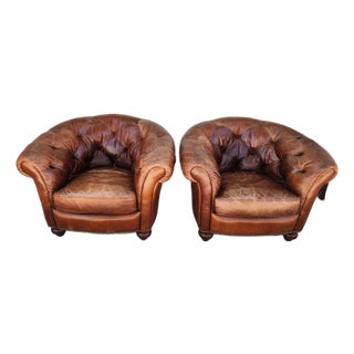 1960s Vintage of Armchairs Leather Chairs - Set of 2 For Sale