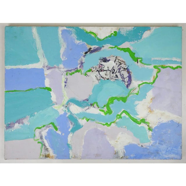 Lavender Vintage Mid 20th Century Abstract Blue Lavender Painting For Sale - Image 8 of 8