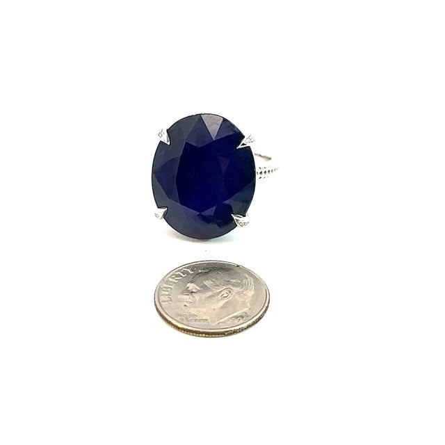 Natural Solitaire Composite Sapphire Ring 6.5 14k WG 16.63 TCW Certified For Sale In New York - Image 6 of 11