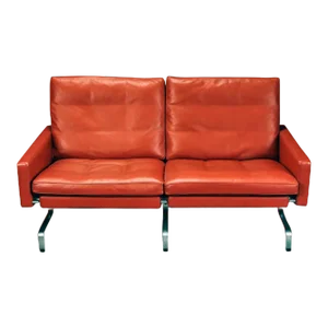 Red Brown Patinated Leather Pk-31/2 Sofa by Poul Kjærholm for Fritz Hansen, 1990s