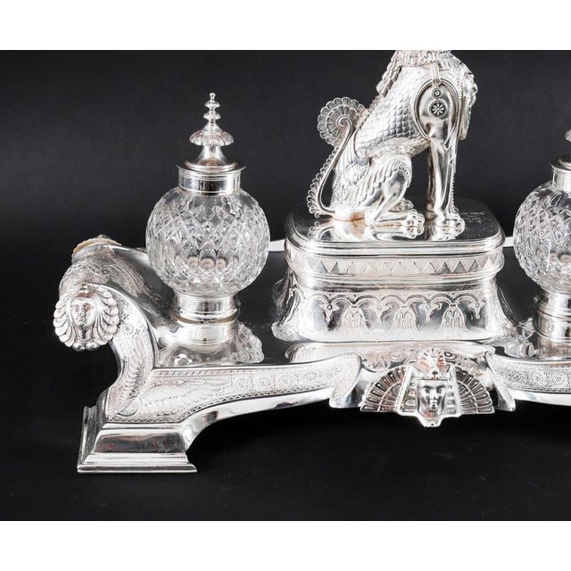 Antique Victorian Egyptian Revival Inkstand, 1890s For Sale - Image 6 of 18