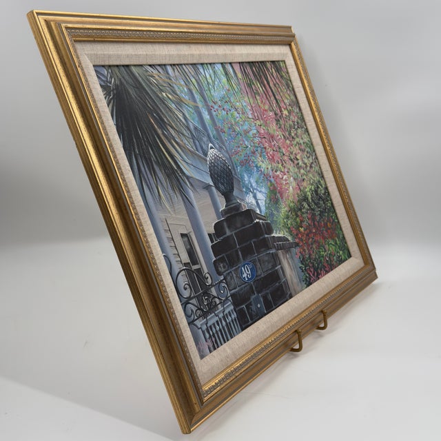 Linen Vintage Original John W. Jones Painting Laurens Street Charleston Sc For Sale - Image 8 of 12