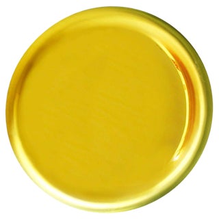 French Modern Sculptural Concave Yellow Glass Mirror For Sale