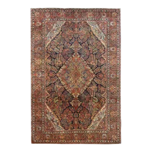 Early 20th Century Antique Persian Mohajeran Sarouk Blue Rug