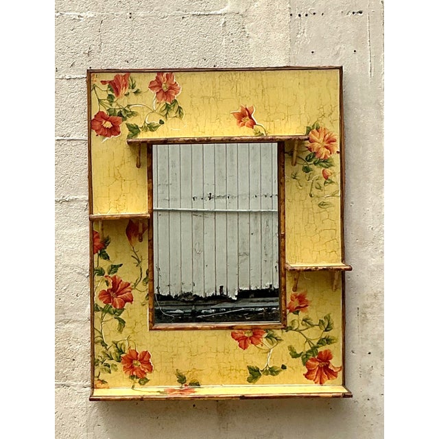 Add a whimsical and artistic touch to your space with this vintage Boho Floating Floral Mirror. This charming piece...
