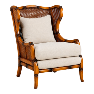 1970s Cane and Bamboo Frame Wing Chair