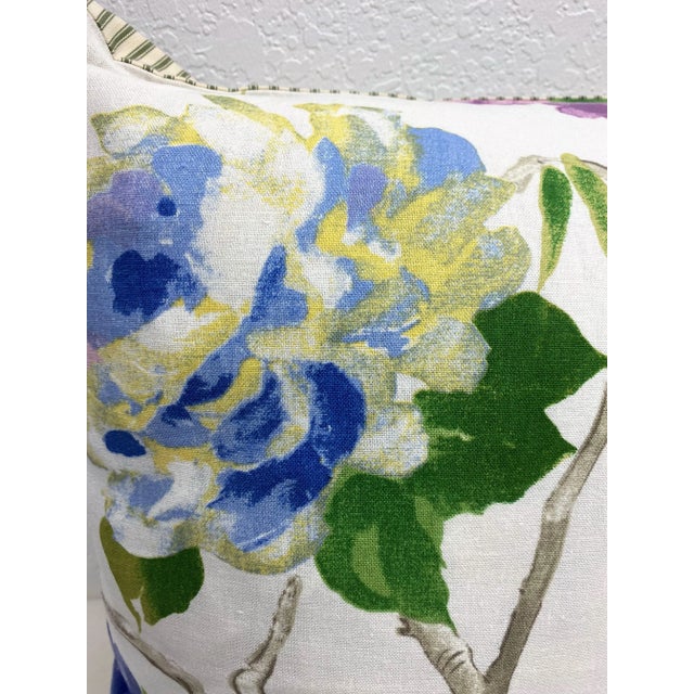 English Pair of 22" Square Pillows With Bird & Floral Print - Made in Uk. For Sale - Image 3 of 7