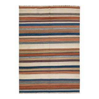 2020s Modern Kilim Handmade Multicolor Geometric Wool Rug For Sale