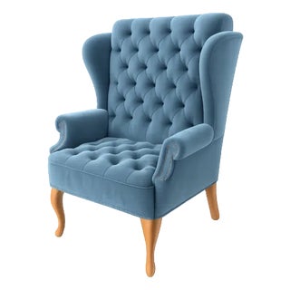 Wingback Upholstered Settee With Nailheads For Sale
