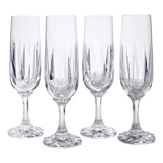 Vintage Cut Crystal Champagne Flutes from Villeroy & Boch, 1960s, Set of 4 For Sale