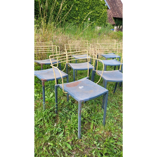 Metal Piccolo Armchairs by Pascal Mourgue for Fermob, 1990s, Set of 10 For Sale - Image 7 of 10