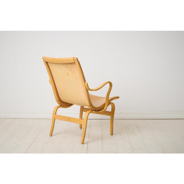 Bruno Mathsson Scandinavian Modern Eva Chair in Light Leather by Bruno Mathsson, 1960s For Sale - Image 4 of 9