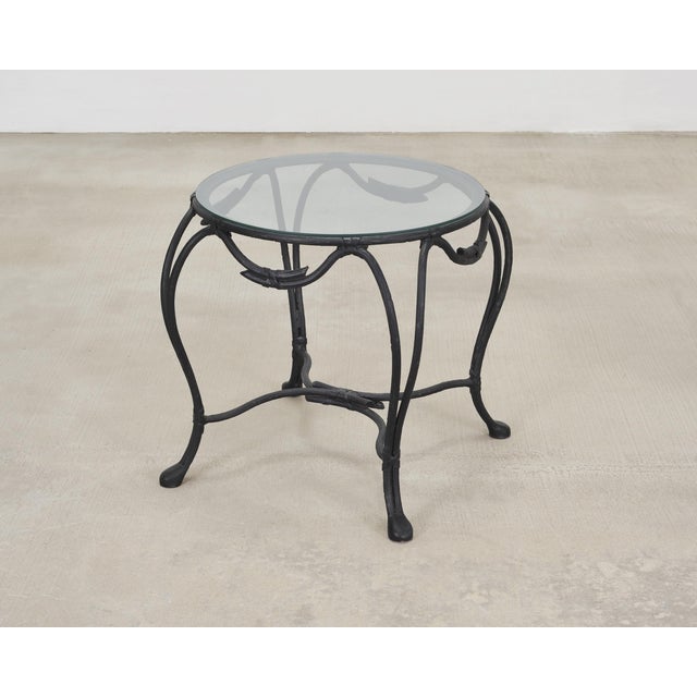 Neoclassical Rose Tarlow Style Twig Iron Faux Bois Garden Drinks Table For Sale - Image 3 of 18