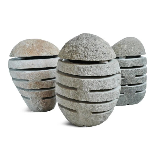 River Rock Garden Lantern Medium For Sale - Image 4 of 8