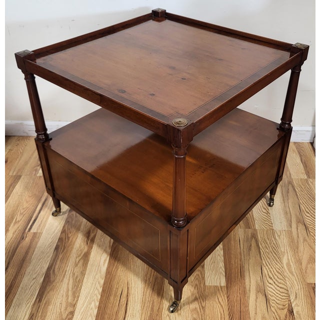 Vintage American Mahogany Double Door Two Tier Sofa End Table Cabinet For Sale In New York - Image 6 of 14