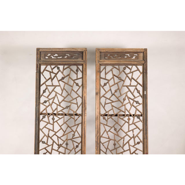 Pair of Chinese Hand-Carved Lattice Architectural Panels, circa 1900 For Sale - Image 18 of 18