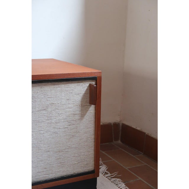 Low Teak Sideboard with Sliding Canvas Doors, 1960s For Sale - Image 6 of 18