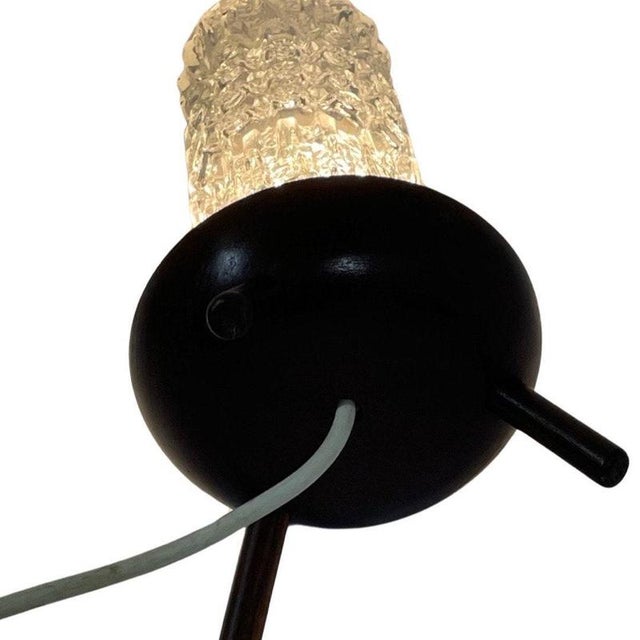 Metal Mid Century Modern Table Lamp with Teak Base and Glass Shade, 1950s For Sale - Image 7 of 8