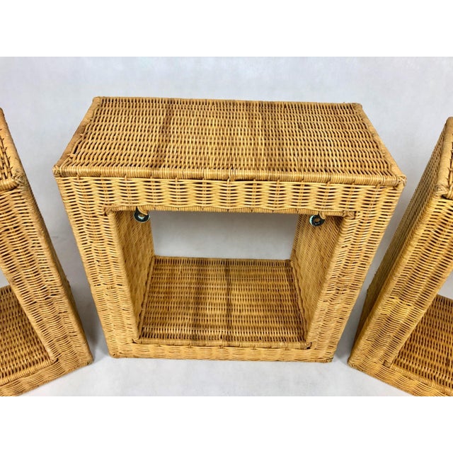 Vintage Wicker Wall Shelves, 1970s, Set of 3 For Sale - Image 13 of 14