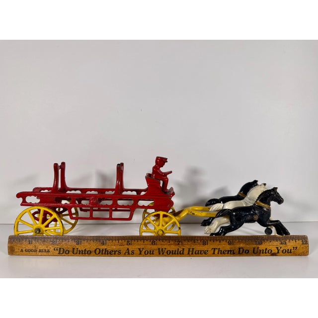 Cast Iron Horse Drawn Fireman Ladder Wagon For Sale - Image 10 of 10
