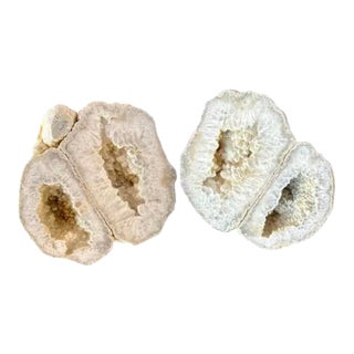 Large Natural Split Pair Crystal Quartz Geode. #2 For Sale