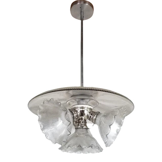 Antique Original Electric Ceiling Light Fixture by Holophane Co. With