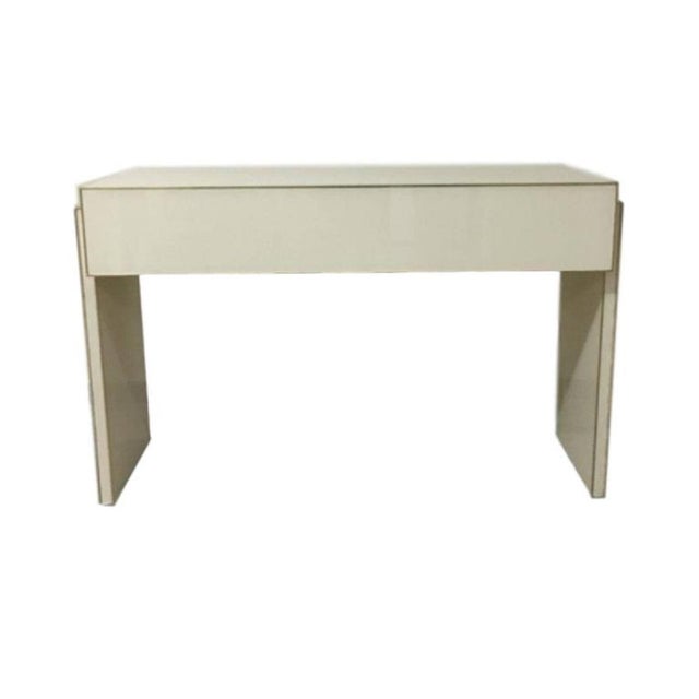 2020s 21st Century Two-Drawer Mirrored Glass and Brass Writing Desk or Console For Sale - Image 5 of 8