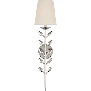 Julie Neill for Visual Comfort Signature Avery 26" Sconce Polished Nickel with Linen Shade For Sale