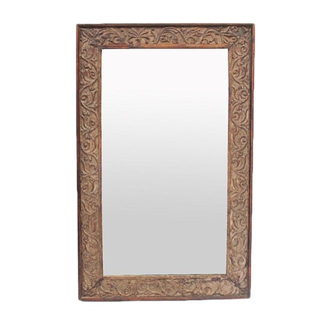 Indian Carved Wooden Molding Mirror Chairish