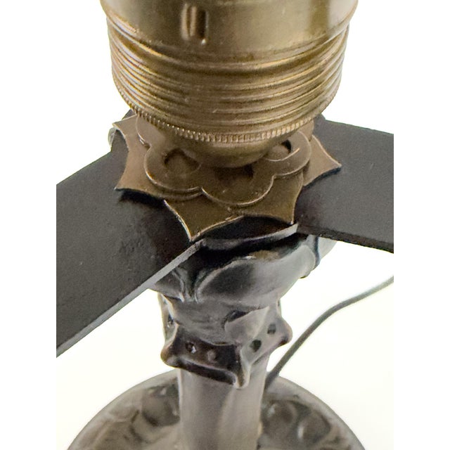 Brown Model 3652 Table Lamp in Brass and Crocodile Glass by Alice Nordin for Arvid Böhlmarks, 1890s For Sale - Image 8 of 10