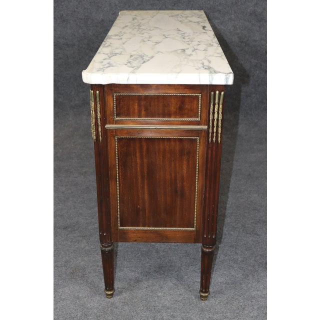 Wood Maison Jansen Louis XVI Style Marble Top Bronze Mounted Commode For Sale - Image 7 of 13