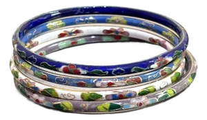 Set of 4 1930s Cloisonne' Bangle Bracelets
