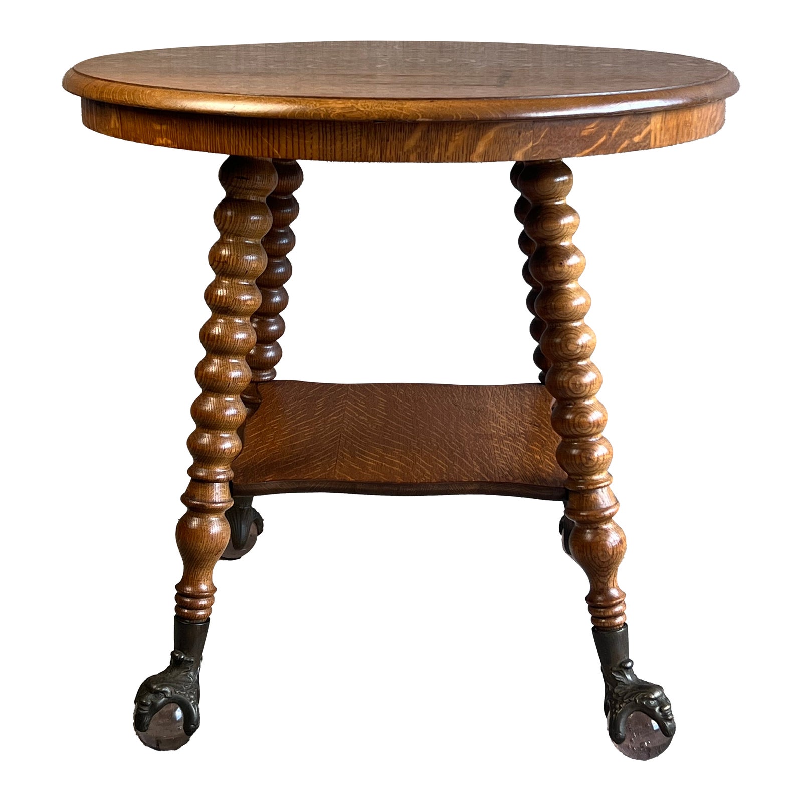 Antique Extra Large Victorian Style Green Man Center Table With Glass ...