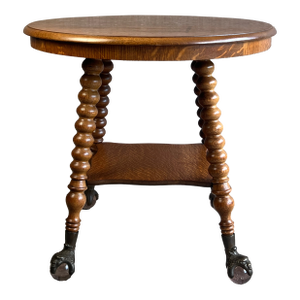 Antique Extra Large Victorian Style Green Man Center Table With Glass Ball and Claw Feet