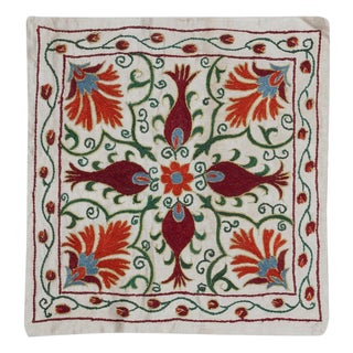 19"x20" Silk Embroidery Cushion Cover. Handmade Pillow. Modern Lace Pillow For Sale