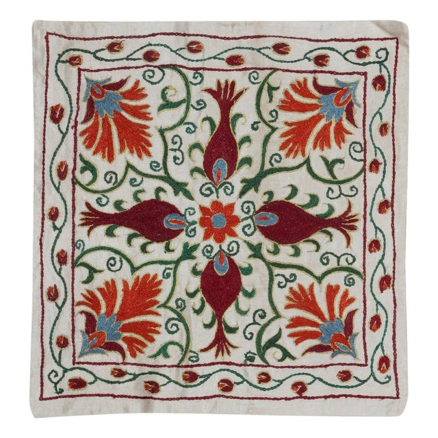 19"x20" Silk Embroidery Cushion Cover. Handmade Pillow. Modern Lace Pillow For Sale