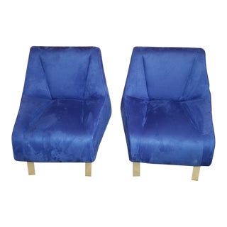 Mid Century Modern Bernhardt Design Diego Style Lounge Chairs Newly Upholstered - Pair For Sale