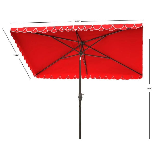 Contemporary Elegant 6.5x10 Rectangle Umbrella - Red For Sale - Image 3 of 4