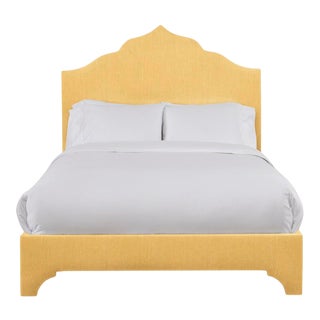 Clementine California King Bedframe, Mustard Linen For Sale