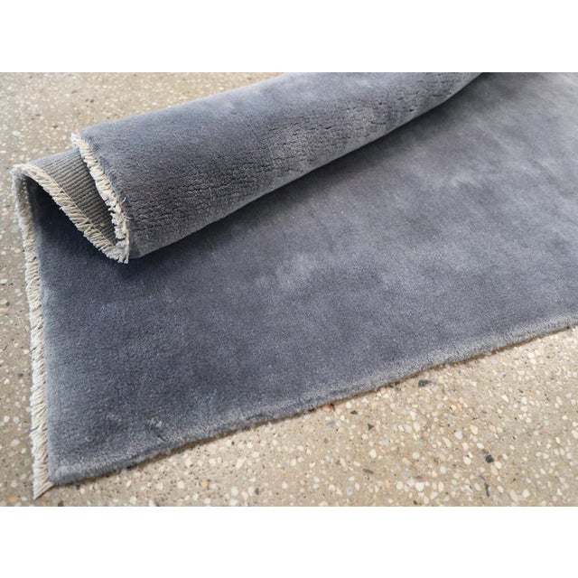 Slate Gray Galerie Shabab Collection Mid-20th Century Chinese Art Deco Throw Rug For Sale - Image 8 of 8