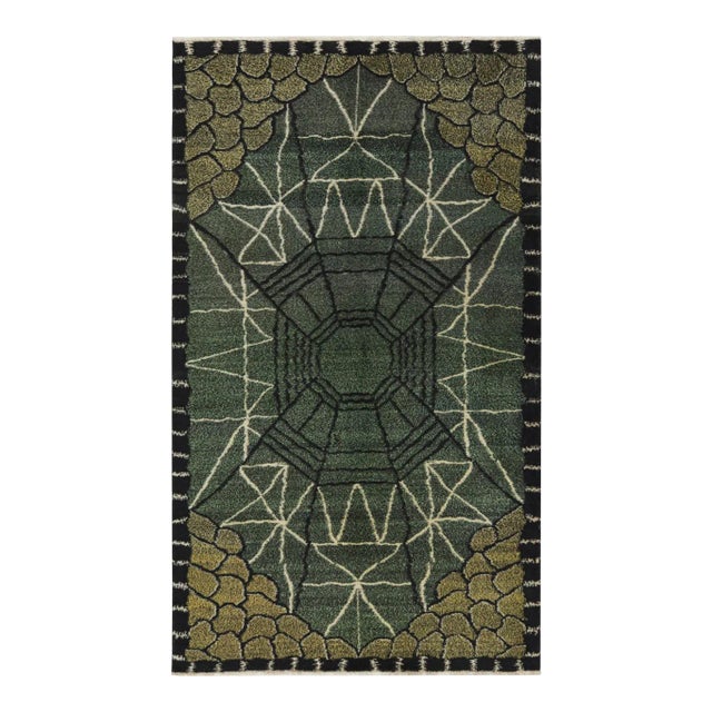 1960s Vintage Zeki Müren Art Deco Rug With Bold Geometric Patterns. For Sale
