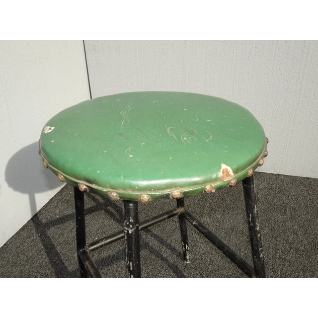 Green Vintage French Country Farmhouse Chic Rustic Green Stool For Sale - Image 8 of 13