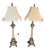 Regency Style Table Lamps with Neoclassical Bases, Paw Feet and Cream Fabric Shades with Beaded Fringe, 1980, Set of 2 For Sale