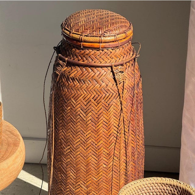 Large Balinese Basket with Drawstrings For Sale - Image 3 of 18