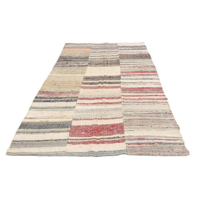 Vintage handwoven decorative rag rug from Adana region of Turkey. Approximatelly 40-50 years old. In very good condition.