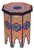 Orange Moroccan Hand-Painted Accent Table For Sale