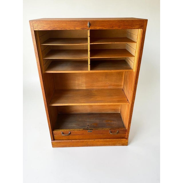 Vintage German Oak Roll-Top Wardrobe, 1930 For Sale - Image 9 of 16