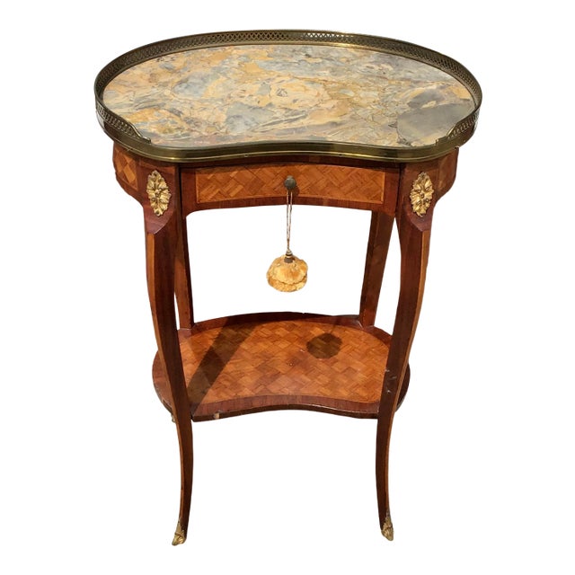 Classic French Transition Marble Top Side Table For Sale